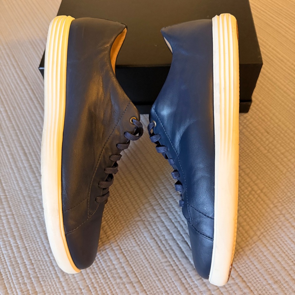Cole Haan Mens Grand Crosscourt II Navy Blue Leather Sneakers C26522 Size 10.5 M - Picture 2 of 7